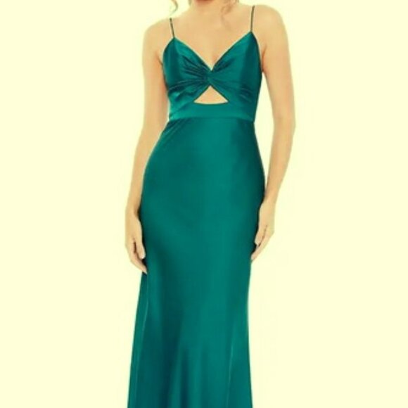 Ieena Mac Duggal Ocean Blue Tie Front with Keyhole Detail Dress